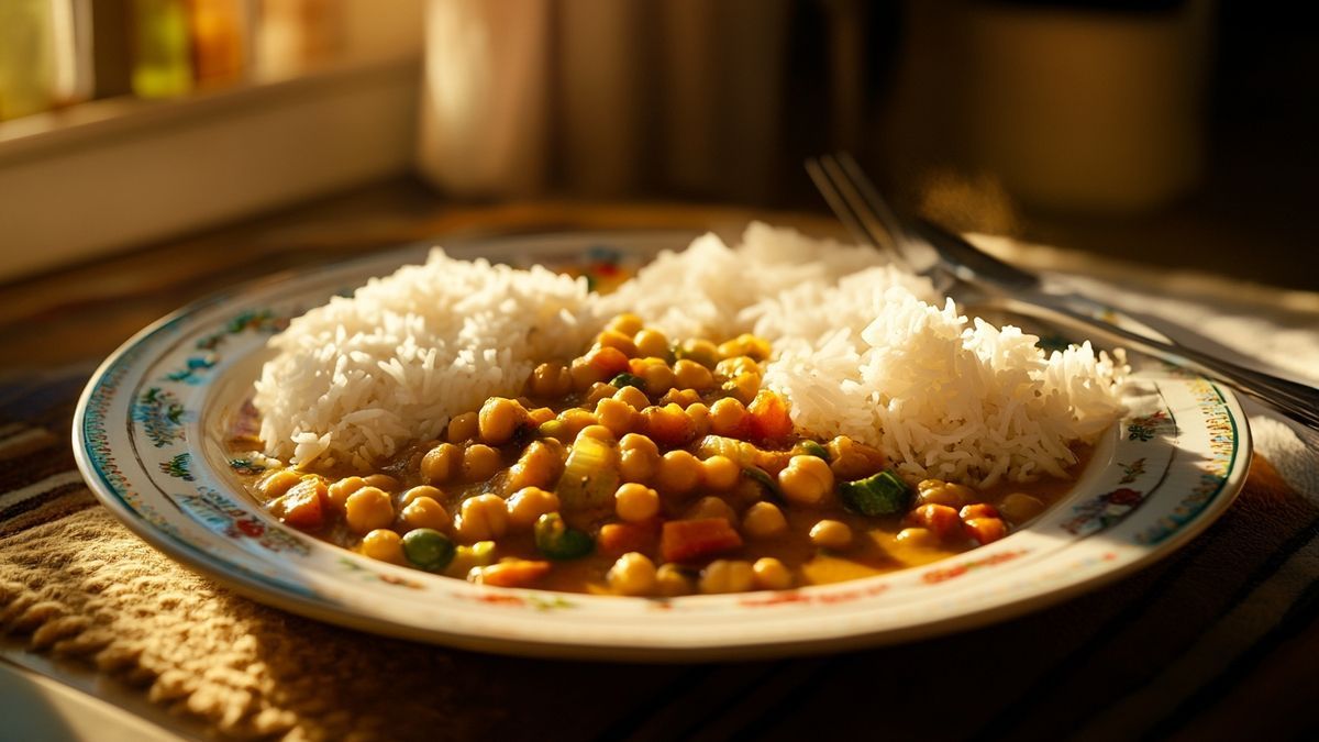 Un curry de légumes et de pois chiches épicé